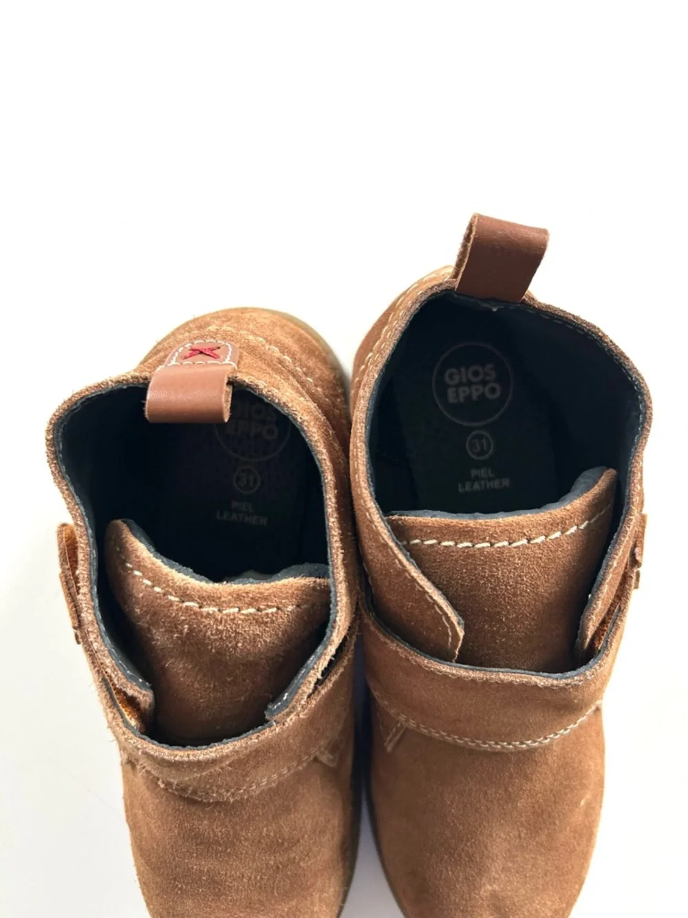 Gioseppo Tan Brown Genuine Leather Suede Wide Velcro Foot Strap Chukka Boots